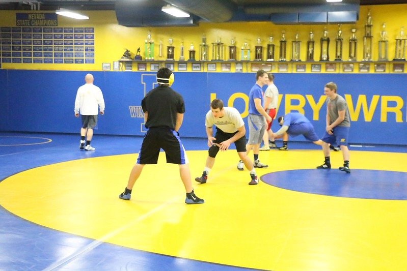 Wrestling practice in the room